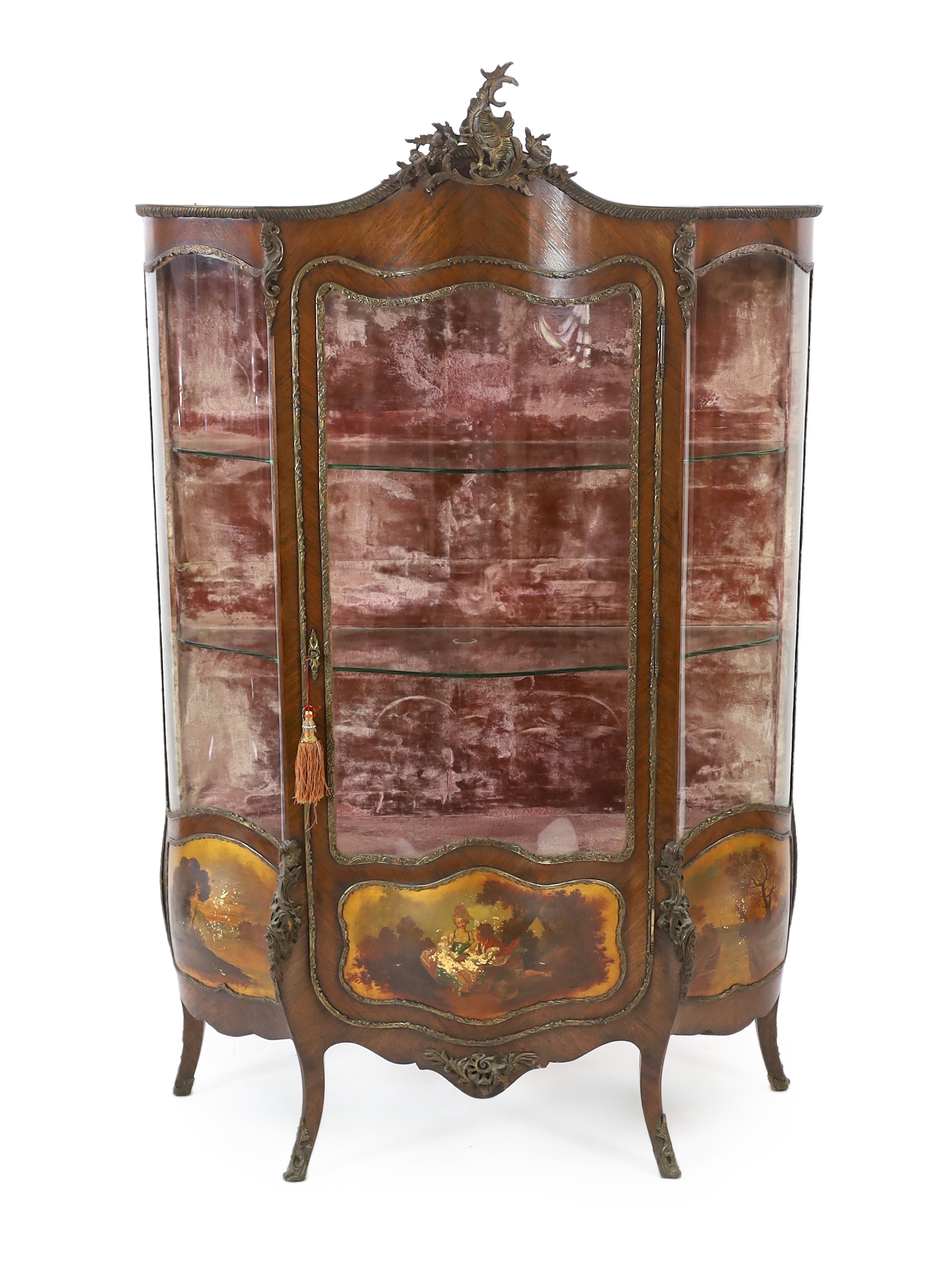 A Vernis Martin style rosewood vitrine